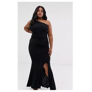 Club L London Plus One Shoulder Twist Detail Maxi Dress
